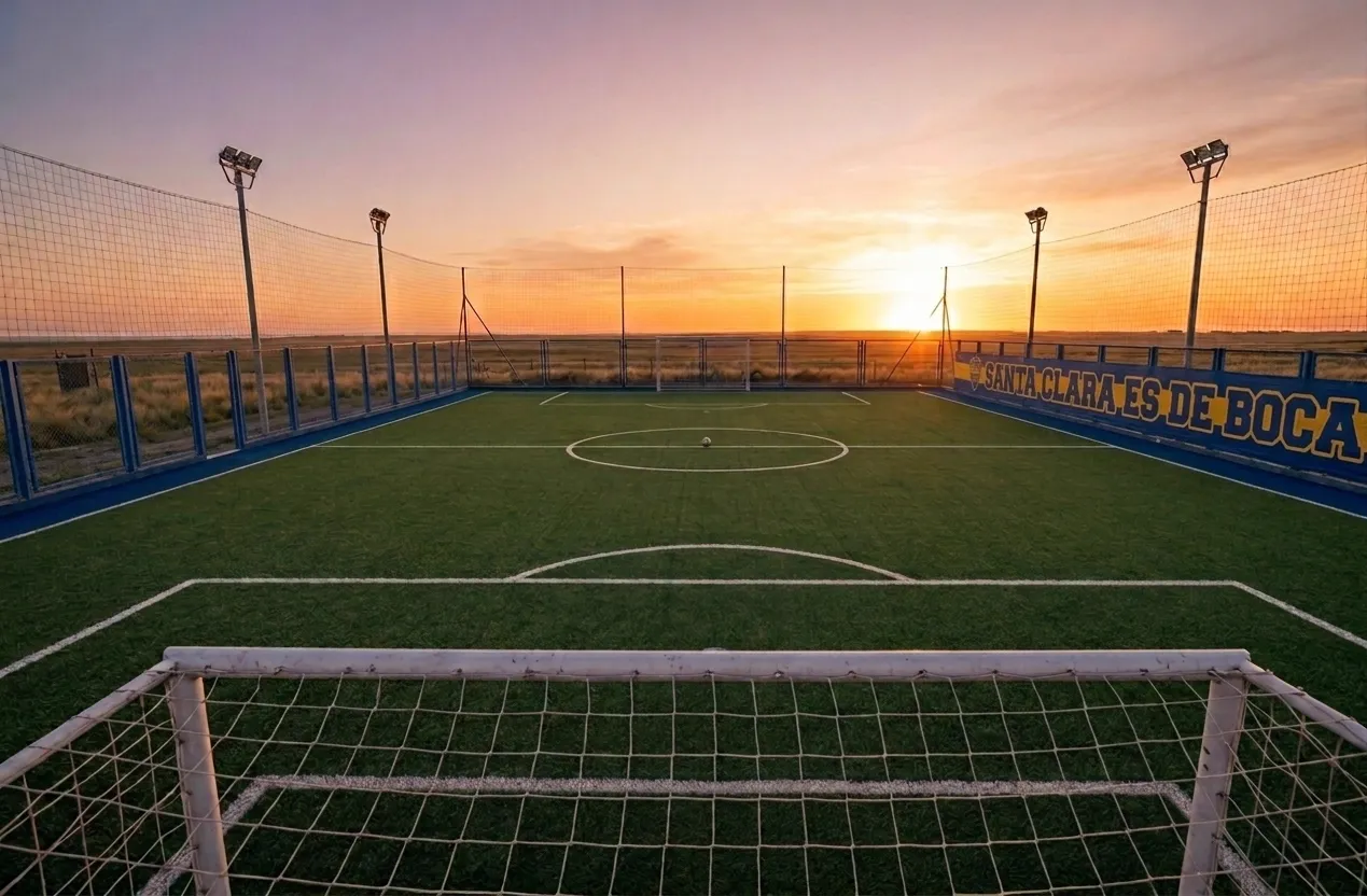 Cancha Santa Clara es de Boca — vista interior al atardecer