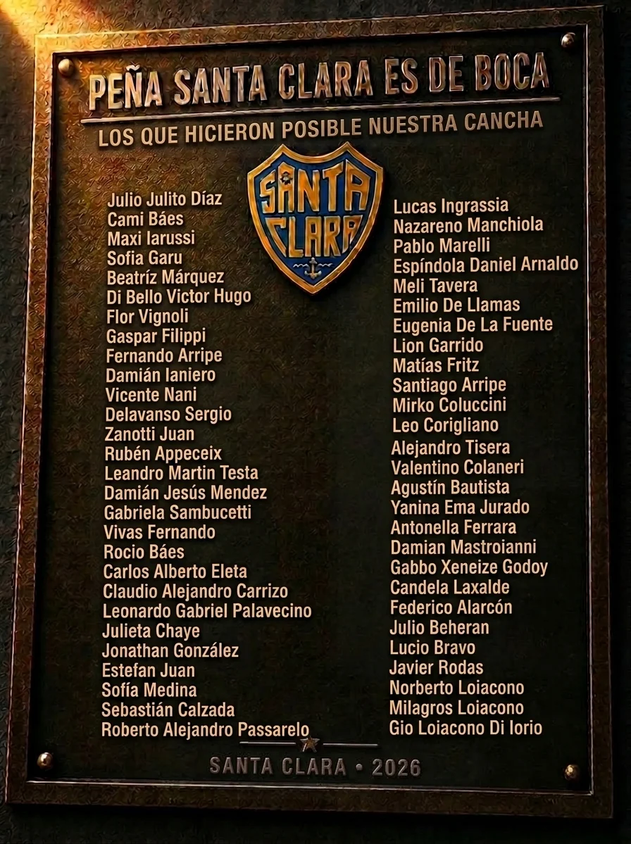 Placa inmortalizada — Peña Santa Clara es de Boca
