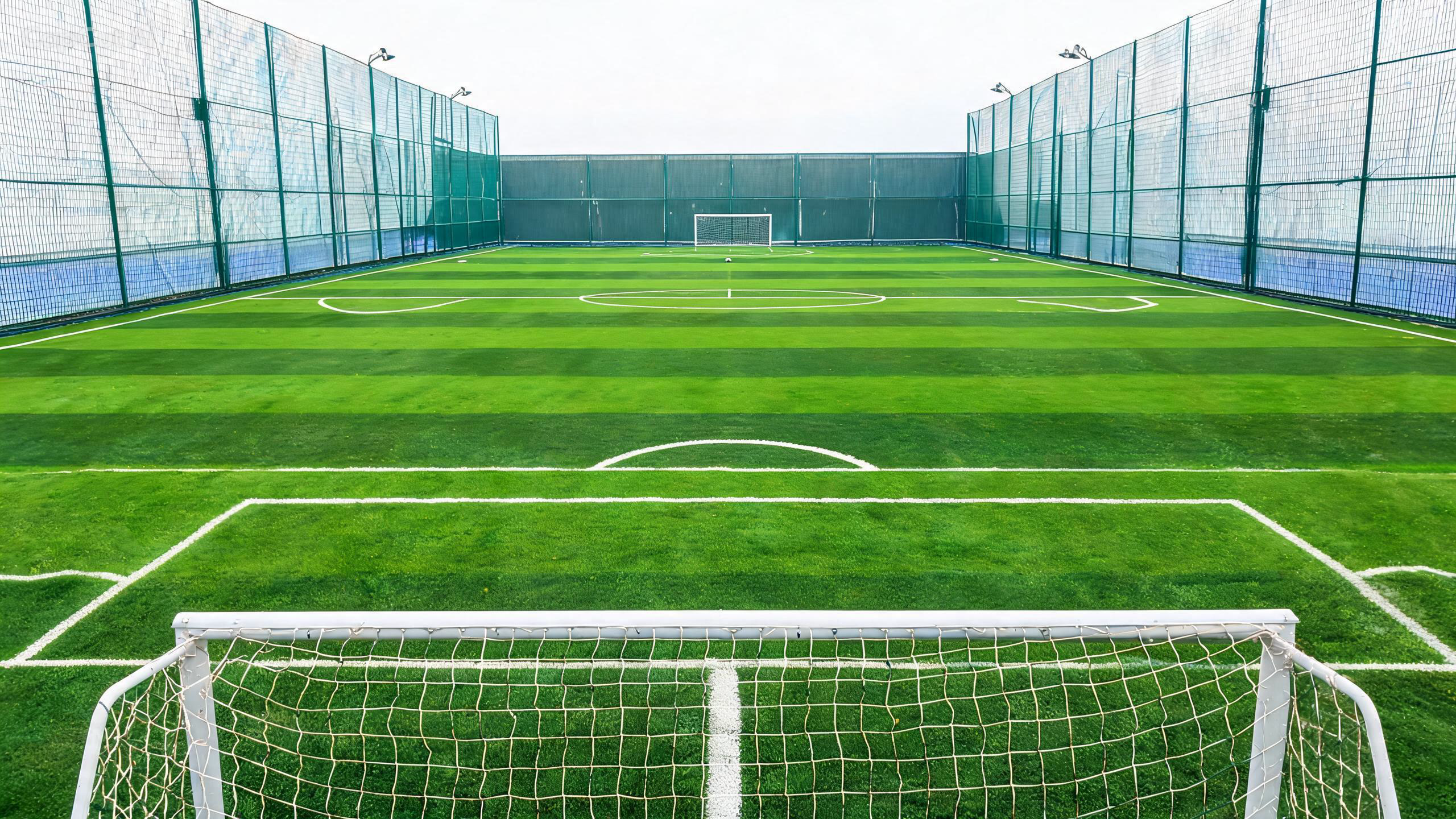 Cancha de fútbol 5 terminada — arcos enfrentados